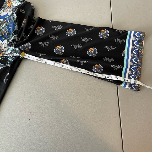 Alfani Boho Paisley Long Sleeve Scoop‎ Neck Knee Length Dress Black Women's XS - Picture 9 of 11